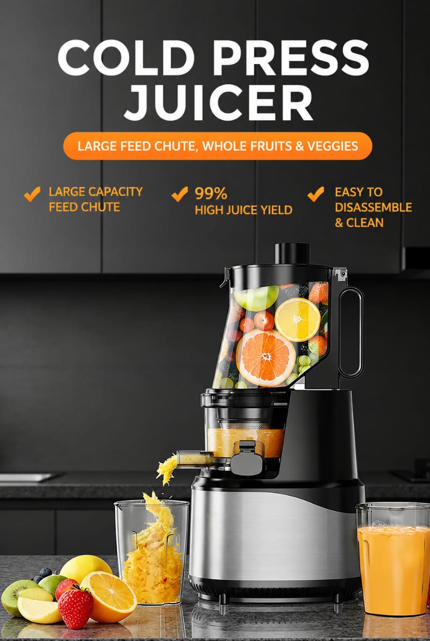 Hands-Free Cold Press Juicer β Whole Fruit & Vegetable Slow Juicer