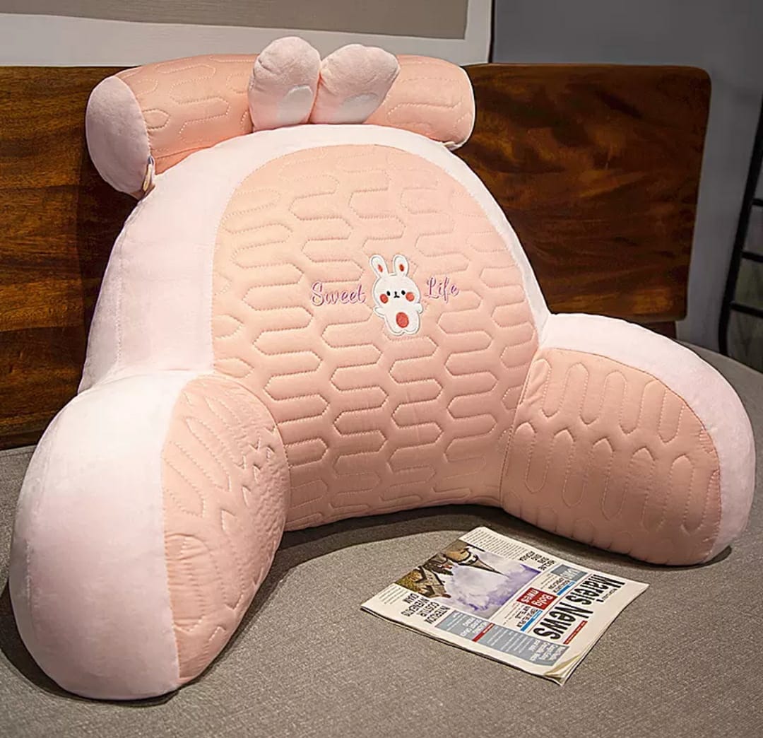 Ergonomic Plush Back Support Pillow with Adjustable Headrest for Bed, Sofa & Office Chair