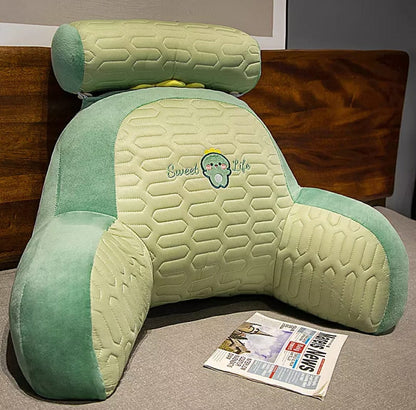 Ergonomic Plush Back Support Pillow with Adjustable Headrest for Bed, Sofa & Office Chair