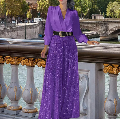 Luxury Sequin Evening Maxi Dress for Women