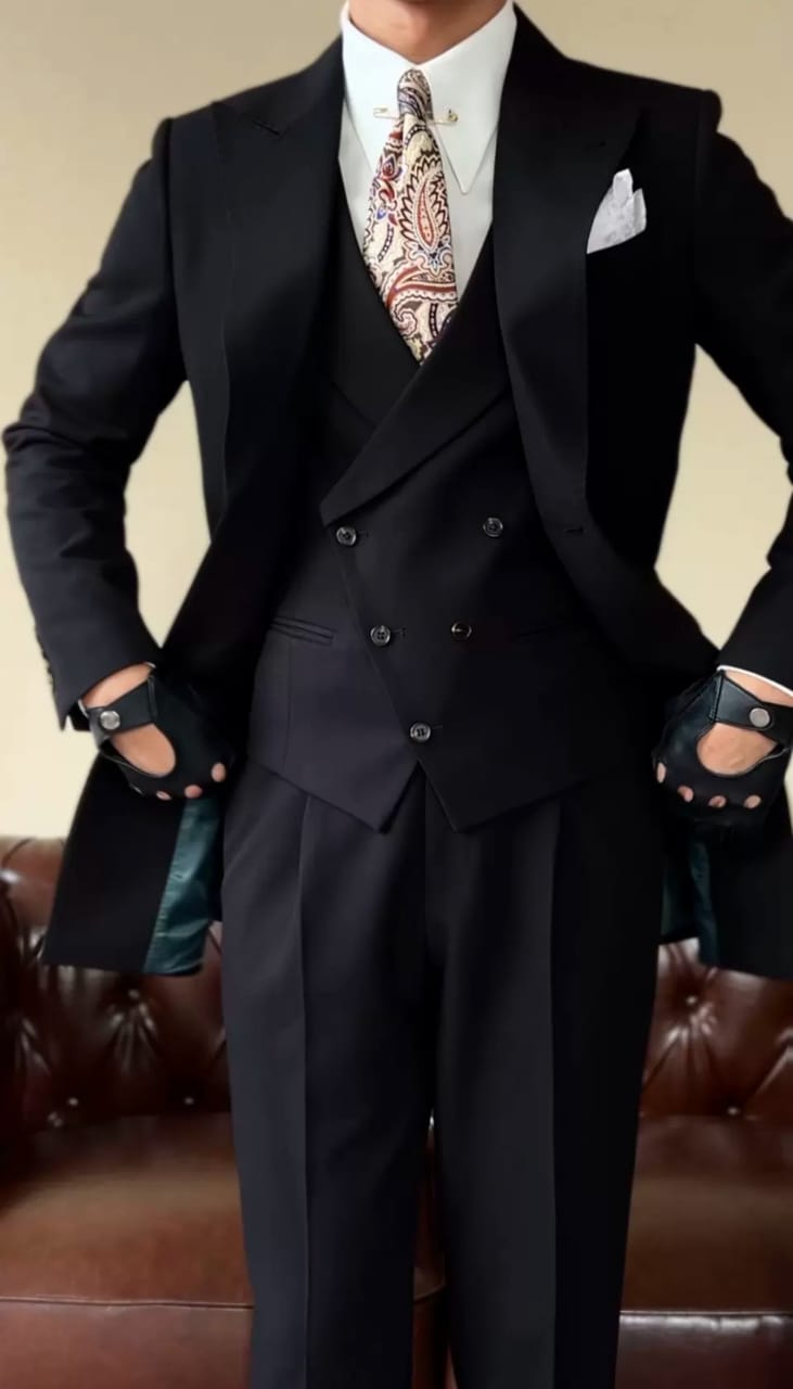 Luxury Men's 3-Piece Double-Breasted Formal Suit – Premium Tailored Wedding & Business Tuxedo Set