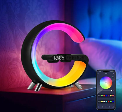 New Intelligent G Shaped LED Lamp Bluetooth Speake Wireless Charger Atmosphere Lamp App Control For Bedroom Home Decor