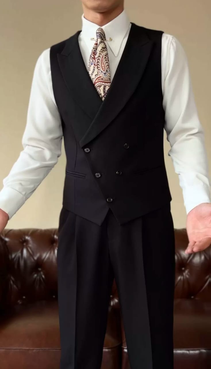 Luxury Men's 3-Piece Double-Breasted Formal Suit – Premium Tailored Wedding & Business Tuxedo Set
